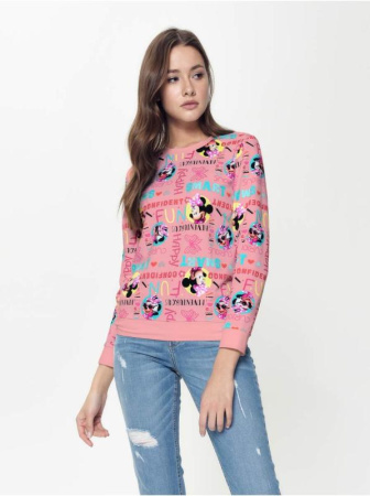 Хлопковый свитшот с ярким принтом и надписями Disney LD 951