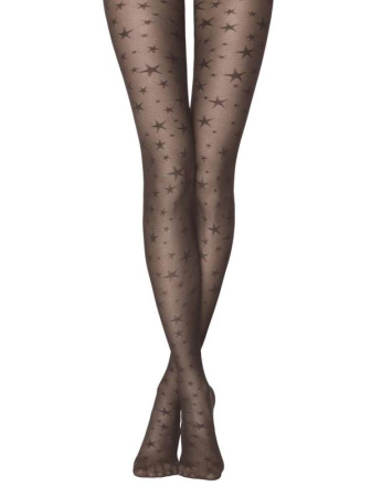 Колготки з імітацією дрібної сітки і малюнком "зірки" ETOILE Lycra, р. 3, Grafit