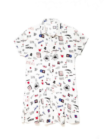 Легкое платье-рубашка с яркими рисунками LPL 889 || Плаття жін. CE LPL 889, р.170-92-98, white-ultramarine