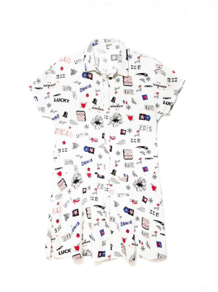 Легкое платье-рубашка с яркими рисунками LPL 889