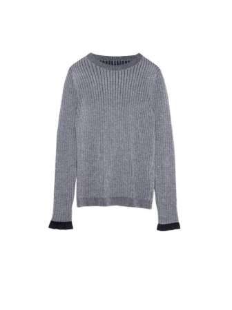 Стильный  вязаный  джемпер в рубчик с рюшами LDK 063 || Джемпер жін. CE LDK063 18С-215СП, р.170-88, dark grey-black