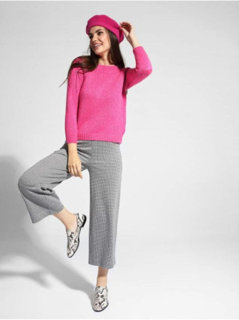 Вязаный джемпер с косами из объёмной пряжи с шерстью и мохером LDK 069