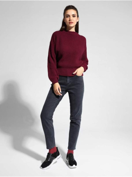 Стильный джемпер из объемной пряжи со шнуровкой на спине LDK 073