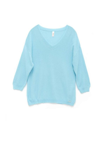 Фактурный джемпер с разрезами по рукавам из пряжи с вискозой LDK 086