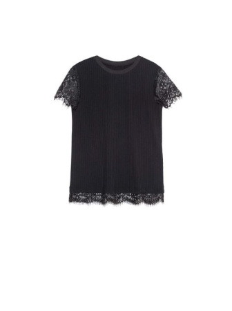 Фактурный топ из вискозы премиального качества с кружевом LD 1033 || Джемпер жін. CE LD 1033, р.170-96, black