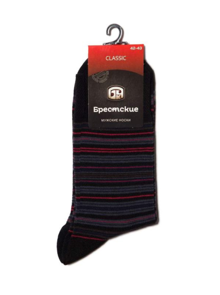 НОСКИ МУЖСКИЕ 14С2122-Д38, р.27, 022 ЧЕРНЫЙ-Т.ВИШНЕВЫЙ