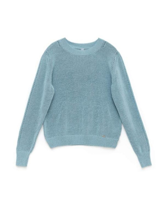 Вязаный джемпер с ажурным узором из легкой пряжи с хлопком LDK 095 || Джемпер жін. CE LDK095 19С-137СП, р.170-88, grey-blue