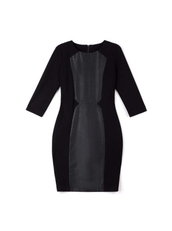 Моделирующее платье с фигурной вставкой &quot;кожа&quot; и металлической молнией на спине 825 || Плаття жін. CE LPL 825, р.170-100-106, Nero