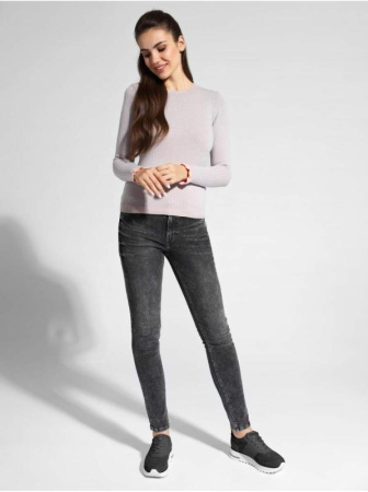 Стильный  вязаный  джемпер в рубчик с рюшами LDK 063 || Джемпер жін. CE LDK063 18С-215СП, р.170-88, dark grey-black