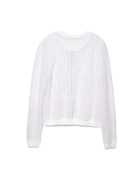 Белый фактурный бомбер в сеточку на молнии LJ 1133