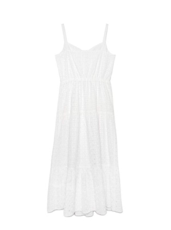 Легкое платье с вышивкой ришелье на тонких бретелях из хлопка премиального качества LPL 1143 || Плаття жін. CE LPL 1143, р.170-92-98, white