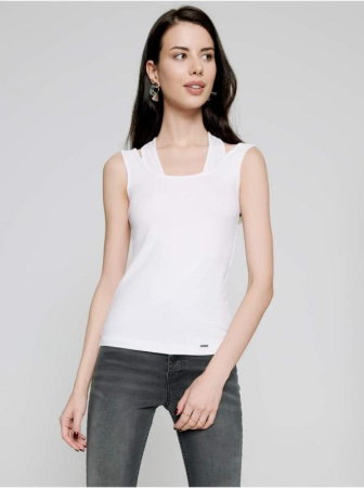 Однотонный топ из вискозы с фигурным декольте LD 1124 || Джемпер жін. CE LD 1124, р.170-88, white