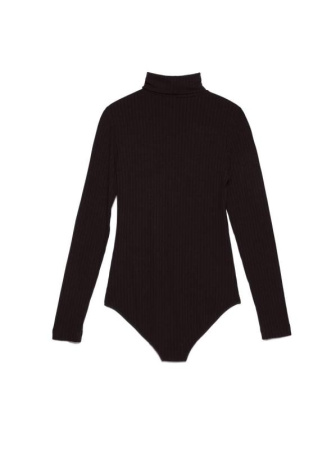 Классическая боди-водолазка в рубчик из вискозы премиального качества LBD 1030 || Боді жін. CE LBD 1030, р.164-100-106, black