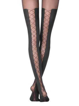 Колготки с имитацией гольфинов со шнуровкой сзади POEMA Lycra, р.2, Nero