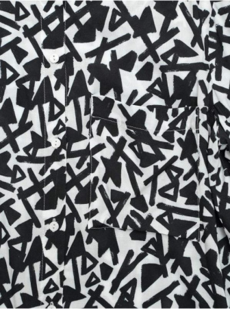 Рубашка с геометрическим рисунком из хлопка премиального качества LBL 1091 || Блуза жін. CE LBL 1091, р.170-84-90, white-black