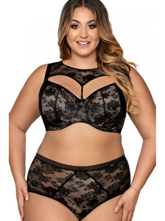 Комплект Ava Oh My - бюстгальтер балконет AV 1835 и бразилианки AV 1858/b Черно-бежевый