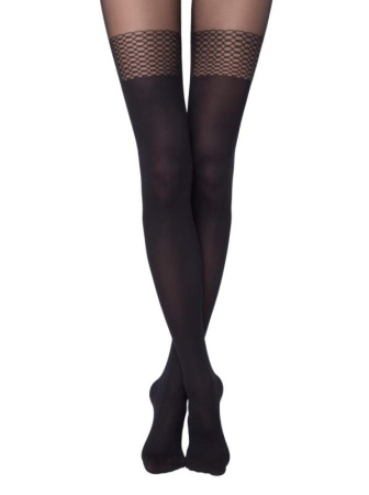 Колготки с имитацией чулок BEAUTIFUL Lycra, р.2, Nero