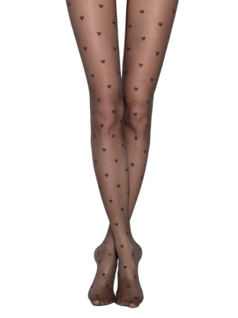 Колготки с рисунком &quot;сердечки&quot; BONHEUR, р.4, Grafit