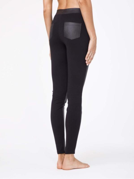 Ультрамодные комбинированные джеггинсы SHINE, р.170-98, Nero