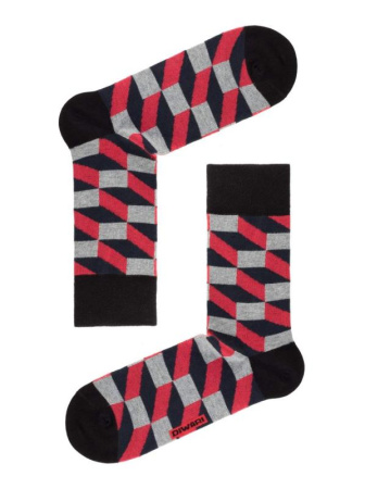 Шкарпетки чол. HAPPY 15С-23СП, р.27, 055 чорний-бордо