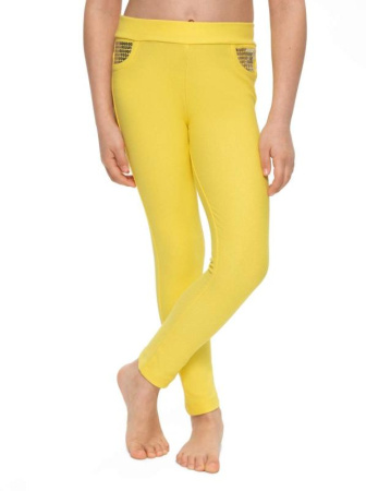 Джеггинсы с карманами из пайеток PINA, р.122-60, yellow