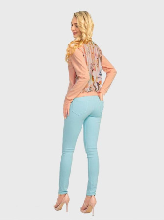 Джемпер с брошью и со вставкой из ткани с цветочным рисунком LD 704 || ВТЖ Джемпер жін. CE LD 704, р.158,164-84, персик