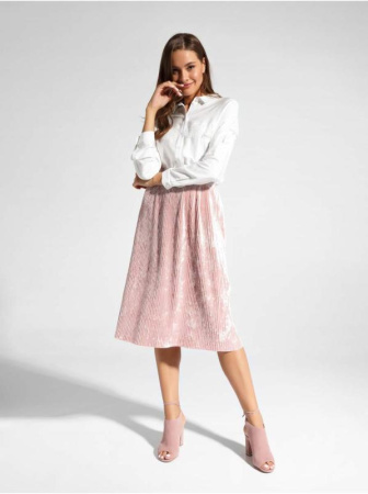 Однотонная рубашка из вискозы с фактурным кружевом LBL 1036 || Блуза жін. CE LBL 1036, р.170-88-94, off-white