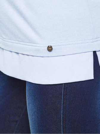 Футболка со вставкой из легкого шифона LD 715 || ВТЖ Джемпер жін. CE LD 715, р.170-96, блакитний