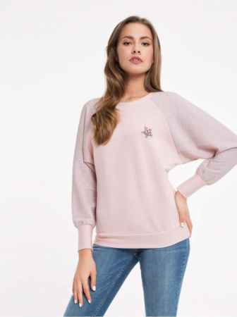 Джемпер с мерцающим блеском и брошью 837