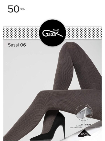 Колготки с узором GATTA Sassi 06, 3, nero/machiato(чёрный/коричневый)