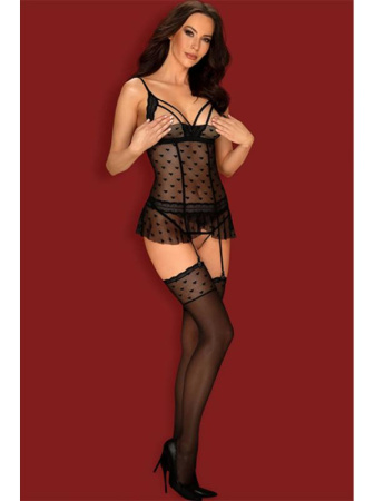 Чулки под пояс Obsessive Heartia Черный