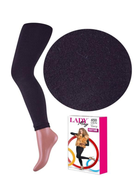 Леггинсы женские махровые LADY MAY Cotton Terry 450 leggins, 2, Черный