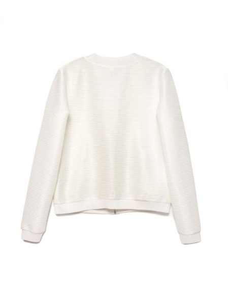 Белый фактурный бомбер на молнии LJ 1132