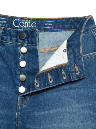 Джинсовые eco-friendly шорты A-силуэта с высокой посадкой CON-199 || Шорти джинсові жін. CE CON-199, р.170-102, washed mid blue
