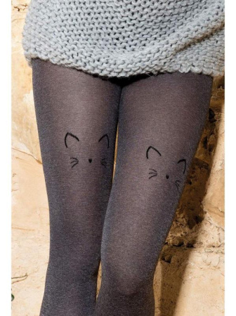 Фантазийные колготки Gatta Colette Cat W02, 4, nero melange(черный меланж) || Фантазийные колготки Gatta Colette Cat W02, 4, nero melange(черный меланж)