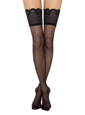 Чулки в горошек с ажурной резинкой HAPPY