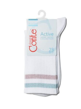 Носки жен. хлопковые Conte ACTIVE 19С-65СП, р.23, 157 белый-светло-розовый || Шкарпетки жін. бавовняні CE ACTIVE 19С-65СП, р.25, 157 білий-світло-рожевий