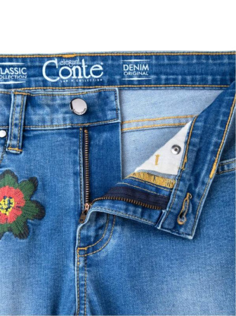 Ультрамодные джинсы с вышивкой и эффектом сильной поношенности CON-32 || ВД Брюки джинсові жін. CE CON-32, р.170-94, синій