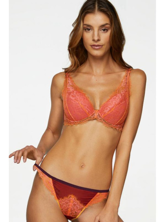 Комплект Kinga Golden Hour - бюстгальтер push up PU-756 и бразилианки B-756/1 Апельсиново-бордовый