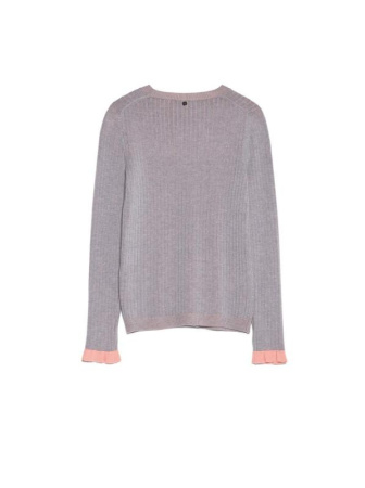 Стильный  вязаный  джемпер в рубчик с рюшами LDK 063 || Джемпер жін. CE LDK063 18С-215СП, р.170-88, dark grey-black