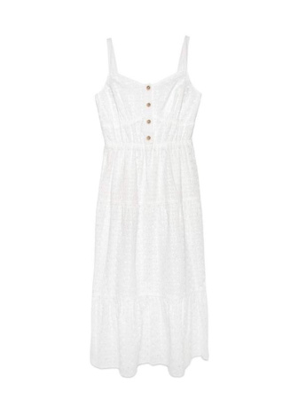 Легкое платье с вышивкой ришелье на тонких бретелях из хлопка премиального качества LPL 1143 || Плаття жін. CE LPL 1143, р.170-92-98, white