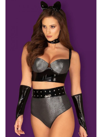 Костюм Obsessive Silveria Черно-серебряный