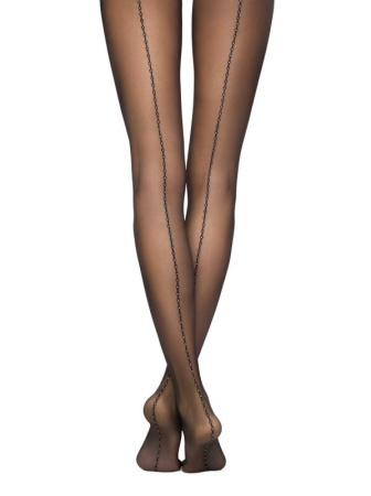 Колготки с имитацией шва из люрекса INSIGHT Lycra, р.2, Nero