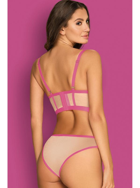 Комплект Obsessive Nudelia top Телесно-малиновый