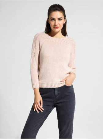 Вязаный джемпер с косами из объемной пряжи с шерстью и мохером LDK 077