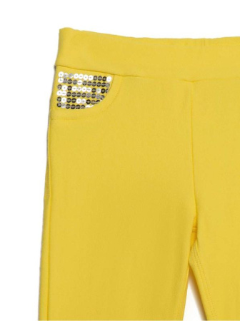 Джеггинсы с карманами из пайеток PINA, р.122-60, yellow || Джеггинсы с карманами из пайеток PINA, р.122-60, yellow