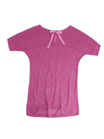 Удлиненная фактурная футболка с завязками по спинке LD 524