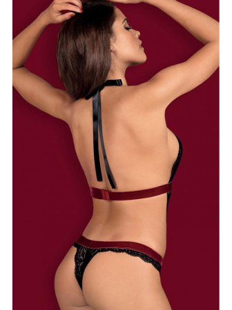 Боди Obsessive Rossita  Черно-бордовый || Боди Obsessive Rossita  Черно-бордовый