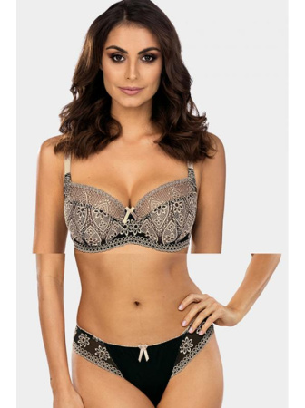 Комплект Ewa Bien Avero - бюстгальтер с мягкой чашкой B104 и стринги C201 Черно-бежевый