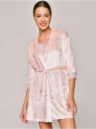 Велюровый халат для дома VELVET LOUNGEWEAR LHW 1006 || Халат жін. CE VELVET LOUNGEWEAR LHW 1006, р.170-92-98, desert flower